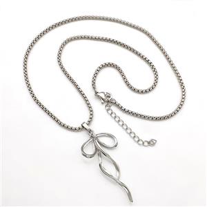 Copper Necklaces Bow Platinum Plated, approx 20-40mm, 2mm, 43-48cm length [FN41799]