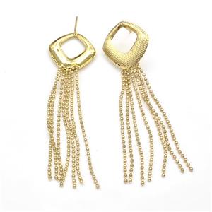 Copper Stud Earrings Tassel Gold Plated, approx 21-70mm [FN41813]