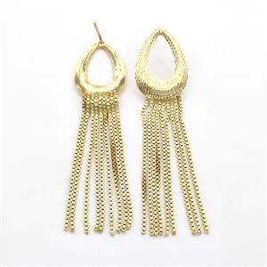 Copper Stud Earrings Tassel Gold Plated, approx 17-70mm [FN41814]