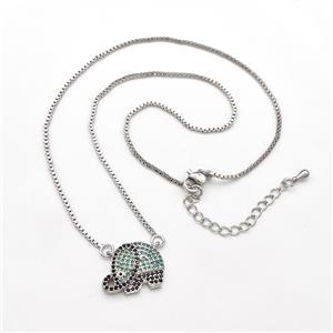 Copper Elephant Necklaces Pave Zirconia Platinum Plated, approx 14-17mm, 1.2mm, 38-43cm [FN41815]