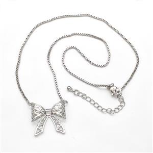 Copper Butterfly Necklaces Hollow Platinum Plated, approx 20mm, 1.2mm, 38-43cm [FN41817]