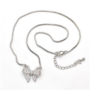 Copper Butterfly Necklaces Pave Zirconia Platinum Plated, approx 15-20mm, 1.2mm, 38-43cm [FN41819]