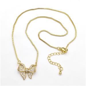 Copper Butterfly Necklaces Pave Zirconia Gold Plated, approx 15-20mm, 1.2mm, 38-43cm [FN41820]
