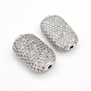 Copper Rectangle Beads Micro Pave Zirconia Platinum Plated, approx 14-22mm [FN41829]
