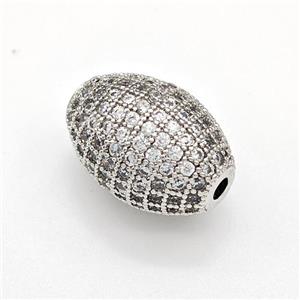 Copper Rice Beads Micro Pave Zirconia Platinum Plated, approx 12-17mm [FN41833]