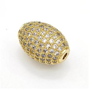 Copper Rice Beads Micro Pave Zirconia Gold Plated, approx 12-17mm [FN41834]