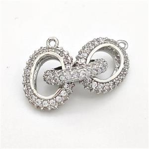 Copper Link Pendant Pave Zirconia Platinum Plated, approx 13-16mm, 30mm [FN41835]