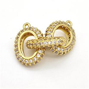 Copper Link Pendant Pave Zirconia Gold Plated, approx 13-16mm, 30mm [FN41836]