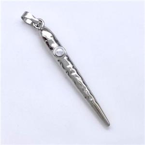 Copper Spike Pendant Pave Pearlized Resin Platinum Plated, approx 5-38mm [FN41873]