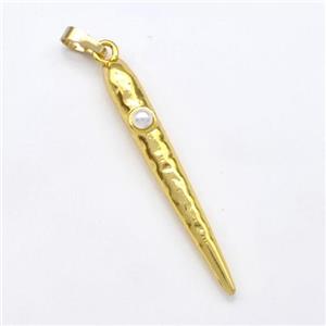 Copper Spike Pendant Pave Pearlized Resin Gold Plated, approx 5-38mm [FN41874]