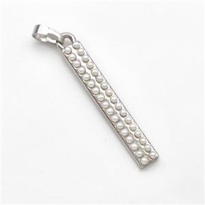 Copper Stick Pendant Pave Pearlized Resin Platinum Plated, approx 5-30mm [FN41875]