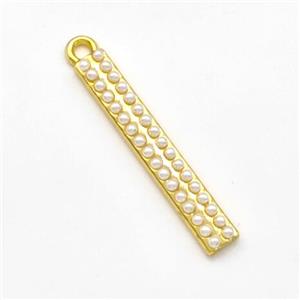 Copper Stick Pendant Pave Pearlized Resin Gold Plated, approx 5-30mm [FN41876]
