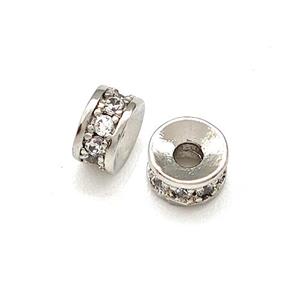 Copper Heishi Beads Pave Zirconia Platinum Plated, approx 4mm [FN41883]