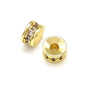 Copper Heishi Beads Pave Zirconia Gold Plated, approx 4mm [FN41887]