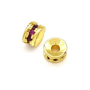 Copper Heishi Beads Pave Zirconia Gold Plated, approx 4mm [FN41890]
