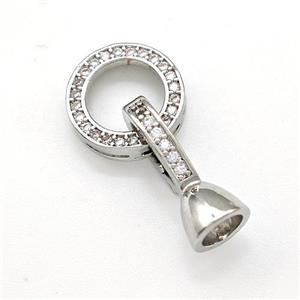 Copper Clasp Pave Zirconia Circle Platinum Plated, approx 12mm, 8-16mm [FN41896]