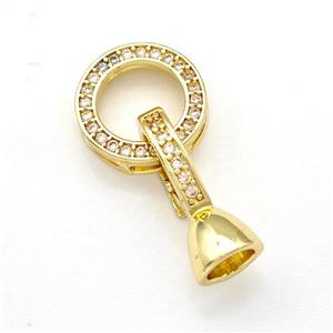 Copper Clasp Pave Zirconia Circle Gold Plated, approx 12mm, 8-16mm [FN41897]