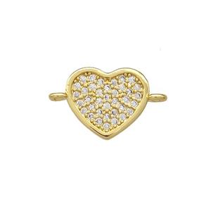 Copper Heart Connector Pave Zirconia Gold Plated, approx 9.5-11mm [FN41949]