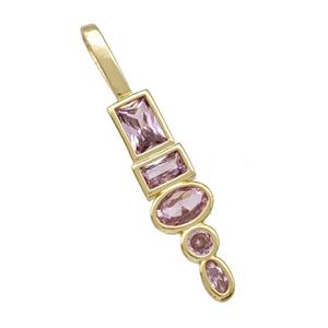 Copper Stick Pendant Pave Zirconia Gold Plated, approx 7-34mm [FN41964]