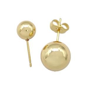 Copper Ball Stud Earrings Hollow Gold Plated, approx 12mm [FN41972-12MM]