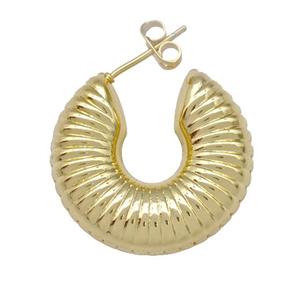Copper Stud Earrings Hollow Gold Plated, approx 25mm [FN41976]