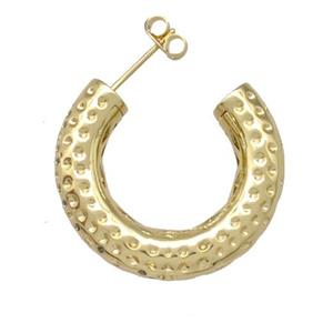 Copper Stud Earrings Hollow Gold Plated, approx 30mm [FN41978]