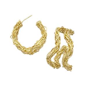 Copper Stud Earrings Gold Plated, approx 18mm, 28-33mm dia [FN41983]