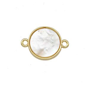 Copper Circle Connector Pave Shell 18K Gold Plated, approx 12mm [FN42073]