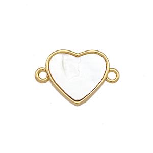 Copper Heart Connector Pave Shell 18K Gold Plated, approx 13mm [FN42074]