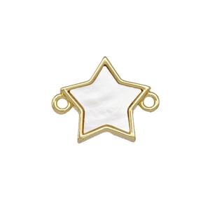 Copper Star Connector Pave Shell 18K Gold Plated, approx 13.5mm [FN42076]