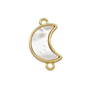 Copper Moon Connector Pave Shell 18K Gold Plated, approx 10-13mm [FN42077]