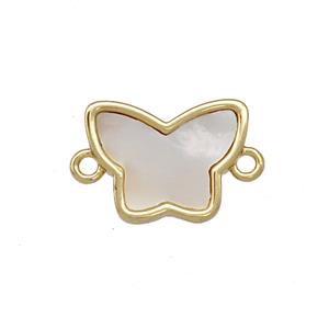 Copper Butterfly Connector Pave Shell 18K Gold Plated, approx 11-14mm [FN42078]