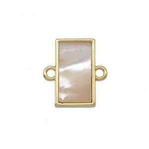 Copper Rectangle Connector Pave Shell 18K Gold Plated, approx 8-13.5mm [FN42080]