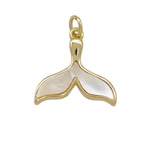 Copper Shark-tail Pendant Pave Shell 18K Gold Plated, approx 14-18mm [FN42081]