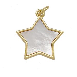 Copper Star Pendant Pave Shell 18K Gold Plated, approx 17mm [FN42087]