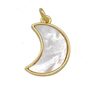 Copper Moon Pendant Pave Shell 18K Gold Plated, approx 12-17mm [FN42088]