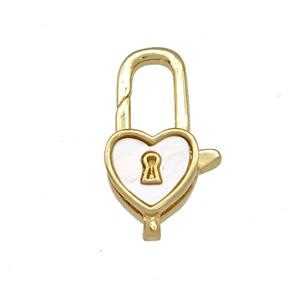 Copper Lobster Clasp Pave Shell 18K Gold Plated, approx 8-18mm [FN42090]