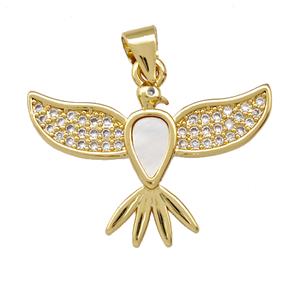 Copper Eagle Pendant Pave Shell Zirconia Birds 18K Gold Plated, approx 18-25mm [FN42117]