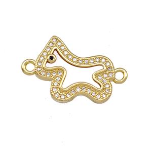 Copper Foal Charms Connector Pave Shell Zirconia Horse 18K Gold Plated, approx 16-18mm [FN42122]