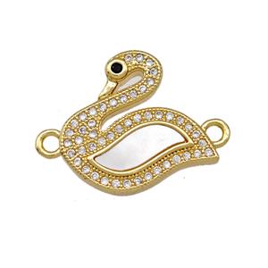 Copper Swan Connector Pave Shell Zirconia 18K Gold Plated, approx 18-19mm [FN42129]