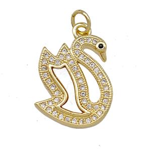 Copper Swan Pendant Pave Shell Zirconia 18K Gold Plated, approx 15-18mm [FN42137]
