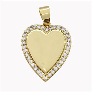 Copper Heart Pendant Micro Pave Zirconia Gold Plated, approx 17-20mm [FN42157]