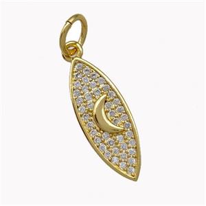 Copper Leaf Charms Pendant Micro Pave Zirconia Moon Gold Plated, approx 7-20mm [FN42163]