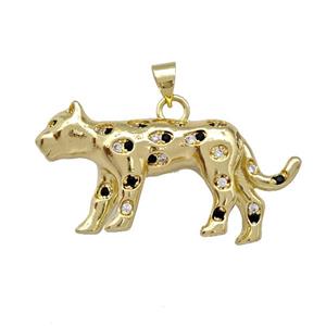 Copper Leopard Pendant Pave Zirconia Gold Plated, approx 18-38mm [FN42188]