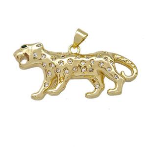 Copper Leopard Pendant Pave Zirconia Gold Plated, approx 17-40mm [FN42189]