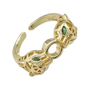 Copper Leopard Rings Micro Pave Zirconia Gold Plated, approx 8-10mm, 18mm dia [FN42193]