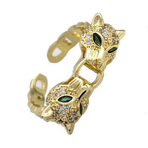 Copper Leopard Rings Micro Pave Zirconia Gold Plated, approx 8-10mm, 18mm dia [FN42195]