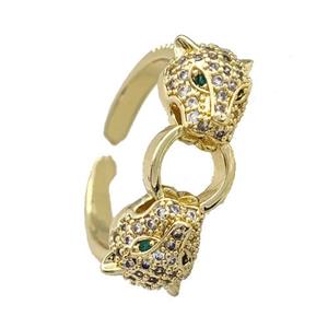 Copper Leopard Rings Micro Pave Zirconia Gold Plated, approx 8-10mm, 18mm dia [FN42196]