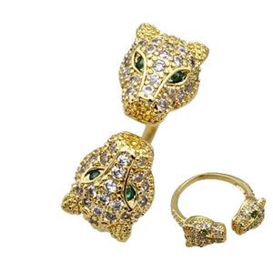 Copper Leopard Rings Micro Pave Zirconia Gold Plated, approx 9-11mm, 18mm dia [FN42197]