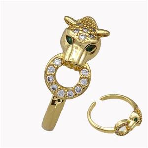 Copper Leopard Rings Micro Pave Zirconia Gold Plated, approx 8-16mm, 18mm dia [FN42198]